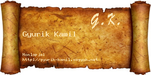 Gyurik Kamil névjegykártya